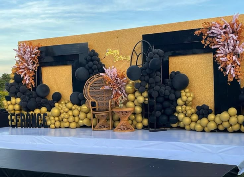 uganda gold and black birthday backdrop